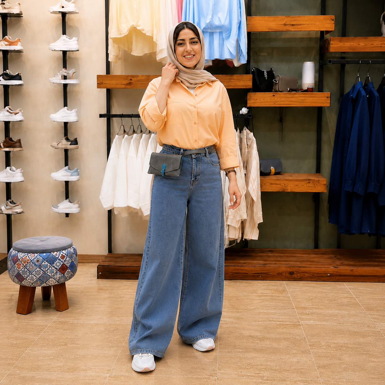شلوار جین زنانه فول بگ ریزشی